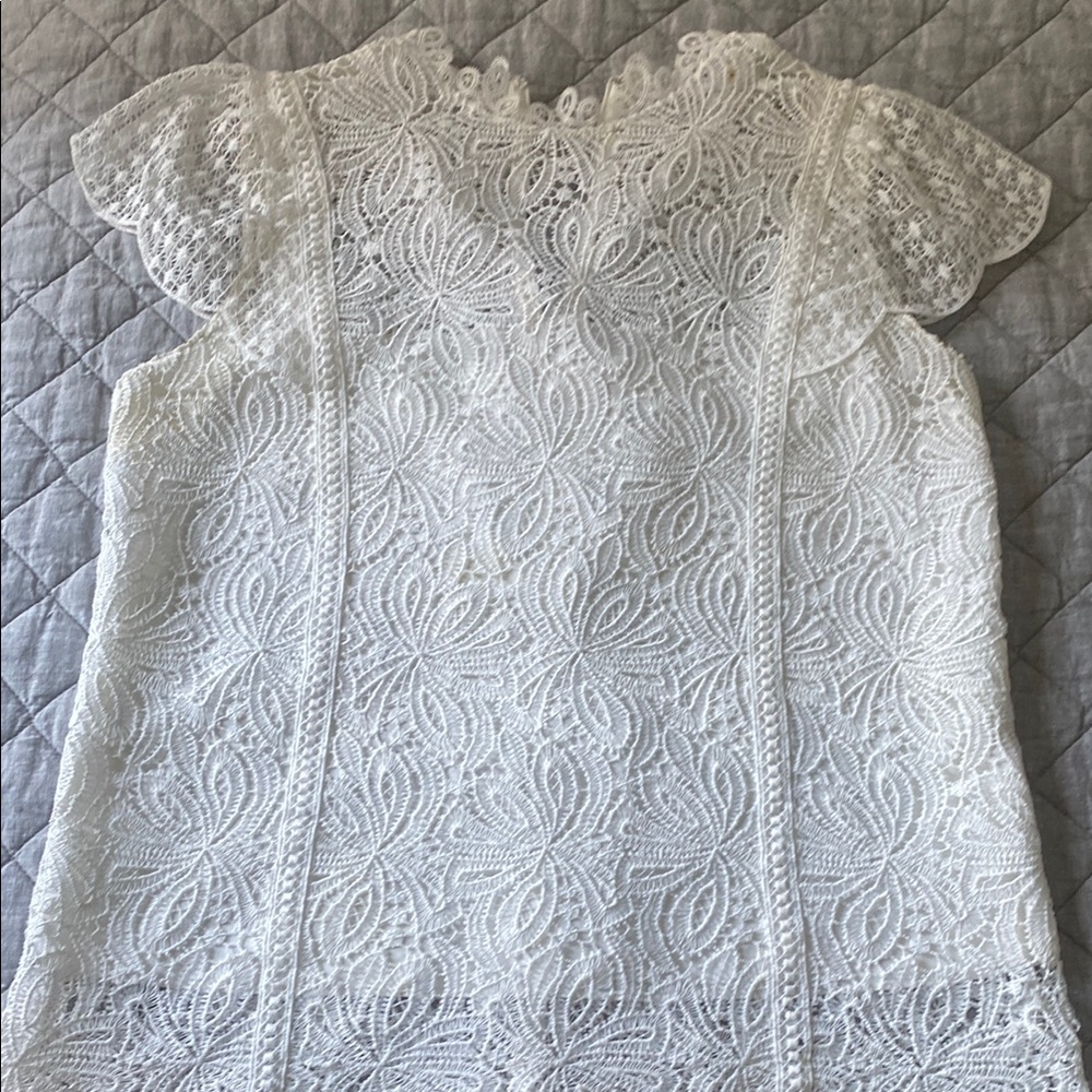 Elie Tahari White Lace Blouse